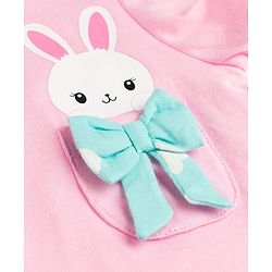 Babyhug Cotton Knit Half  Sleeves T-Shirt & Shorts Night-Suit With Bunny & Heart Print - Pink & Blue