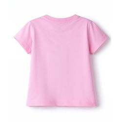 Babyhug Cotton Knit Half  Sleeves T-Shirt & Shorts Night-Suit With Bunny & Heart Print - Pink & Blue