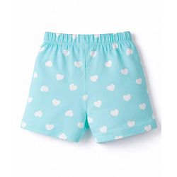 Babyhug Cotton Knit Half  Sleeves T-Shirt & Shorts Night-Suit With Bunny & Heart Print - Pink & Blue