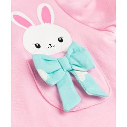 Babyhug Cotton Knit Half  Sleeves T-Shirt & Shorts Night-Suit With Bunny & Heart Print - Pink & Blue