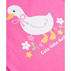 Babyhug Cotton Knit Half  Sleeves T-Shirts & Short Night Suit with Duck Print - Pink