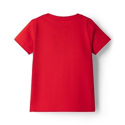 Babyhug Cotton Knit Half  Sleeves T-Shirt & Striped Shorts Night-Suit With Text Print - Red