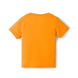 Babyhug Cotton Knit Half Sleeves Striped T-Shirt & Shorts Night Suit with Text Print - Orange