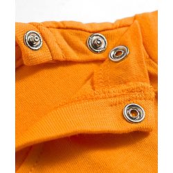 Babyhug Cotton Knit Half Sleeves Striped T-Shirt & Shorts Night Suit with Text Print - Orange