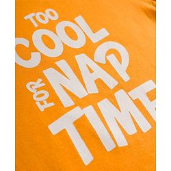 Babyhug Cotton Knit Half Sleeves Striped T-Shirt & Shorts Night Suit with Text Print - Orange