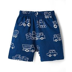 Babyhug Cotton Knit Half  Sleeves T-Shirt & Shorts Night Suit With Truck Print - Red