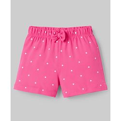 Babyhug Cotton Knit Half  Sleeves T-Shirt & Short  Night-Suit With Kitten & Polka Dots Print - Pink