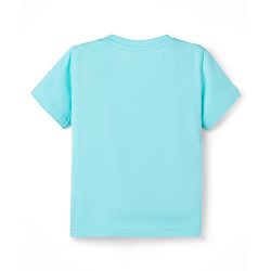 Babyhug Cotton Knit Half  Sleeves T-Shirt & Short Night Suit with Tiger Print - Light Blue