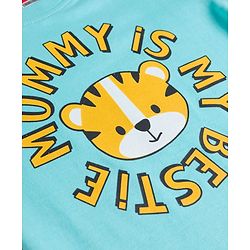 Babyhug Cotton Knit Half  Sleeves T-Shirt & Short Night Suit with Tiger Print - Light Blue