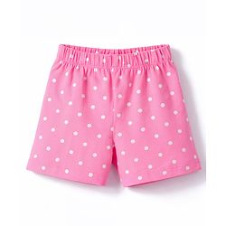 Babyhug Cotton Knit Half  Sleeves T-Shirt & Shorts Night-Suit With Cupcake & Polka Dots Print - Navy Blue & Pink