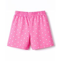 Babyhug Cotton Knit Half  Sleeves T-Shirt & Shorts Night-Suit With Cupcake & Polka Dots Print - Navy Blue & Pink