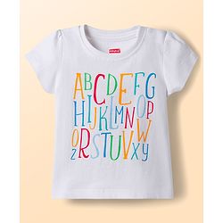 Babyhug Cotton Knit Half  Sleeves T-Shirt & Shorts Night-Suit With Heart & Alphabet Print - White