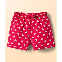 Babyhug Cotton Knit Half  Sleeves T-Shirt & Shorts Night-Suit With Heart & Alphabet Print - White