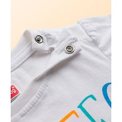 Babyhug Cotton Knit Half  Sleeves T-Shirt & Shorts Night-Suit With Heart & Alphabet Print - White