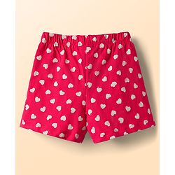 Babyhug Cotton Knit Half  Sleeves T-Shirt & Shorts Night-Suit With Heart & Alphabet Print - White
