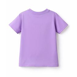 Babyhug Cotton Knit Half  Sleeves T-Shirt & Striped Shorts Night Suit With Lion Print - Lavender