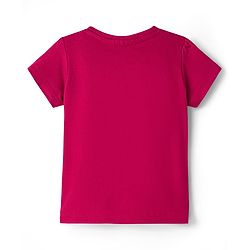 Babyhug Cotton Knit Half Sleeves T-Shirt & Short Night Suit with Unicorn & Heart Print - Dark Pink