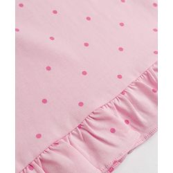 Babyhug Cotton Knit Half  Sleeves Polka Dot & Kitty Printed Nighty - Pink