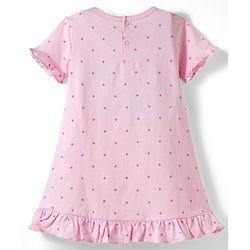 Babyhug Cotton Knit Half  Sleeves Polka Dot & Kitty Printed Nighty - Pink