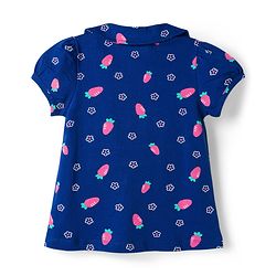 Babyhug Cotton Knit Half Sleeves Front Open Co-ords Top & Shorts Night Suit with Floral Print - Navy Blue