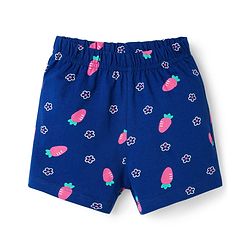 Babyhug Cotton Knit Half Sleeves Front Open Co-ords Top & Shorts Night Suit with Floral Print - Navy Blue