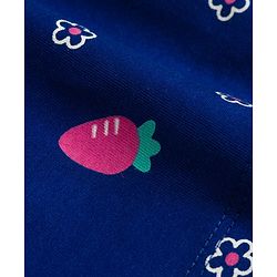 Babyhug Cotton Knit Half Sleeves Front Open Co-ords Top & Shorts Night Suit with Floral Print - Navy Blue