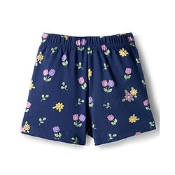 Babyhug Cotton Knit Half  Sleeves Top & Shorts Co-ord Night Suit With Floral Print - Navy Blue