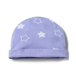 Babyhug 100% Cotton Interlock Knit Star Printed Cap Mittens & Booties Set Lilac - Diameter 10 cm