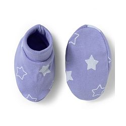 Babyhug 100% Cotton Interlock Knit Star Printed Cap Mittens & Booties Set Lilac - Diameter 10 cm