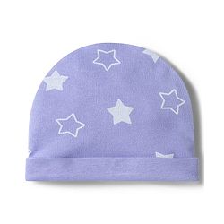 Babyhug 100% Cotton Interlock Knit Star Printed Cap Mittens & Booties Set Lilac - Diameter 10 cm