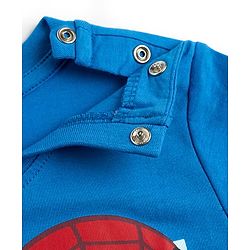 Babyhug Marvel Cotton Knit T-Shirt with Half Sleeves and Spiderman Graphics Blue 6-9 Months