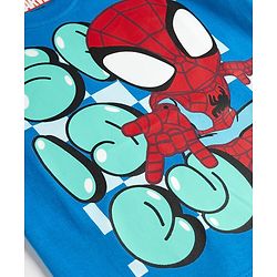 Babyhug Marvel Cotton Knit T-Shirt with Half Sleeves and Spiderman Graphics Blue 6-9 Months