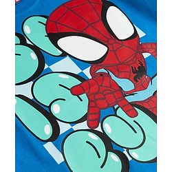 Babyhug Marvel Cotton Knit T-Shirt with Half Sleeves and Spiderman Graphics Blue 6-9 Months