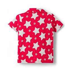 Babyhug Cotton Knit Half Sleeves Shirt & Shorts Co-ord Night Suit With Star Print - Red