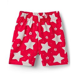 Babyhug Cotton Knit Half Sleeves Shirt & Shorts Co-ord Night Suit With Star Print - Red