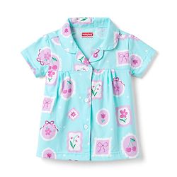 Babyhug Cotton Knit Half Sleeves Shirt & Shorts Co-ord Night Suit with Floral Print - Blue