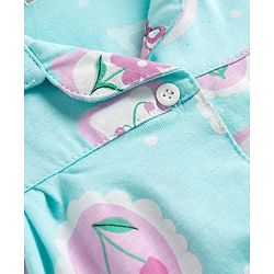 Babyhug Cotton Knit Half Sleeves Shirt & Shorts Co-ord Night Suit with Floral Print - Blue