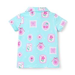 Babyhug Cotton Knit Half Sleeves Shirt & Shorts Co-ord Night Suit with Floral Print - Blue