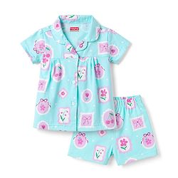 Babyhug Cotton Knit Half Sleeves Shirt & Shorts Co-ord Night Suit with Floral Print - Blue
