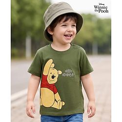Babyhug Disney Cotton Knit T-Shirt Half Sleeve Round Neck with Winnie the Pooh Graphics Green 6-9 Months