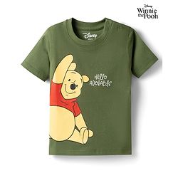 Babyhug Disney Cotton Knit T-Shirt Half Sleeve Round Neck with Winnie the Pooh Graphics Green 6-9 Months