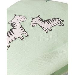 Babyhug 100% Cotton Interlock Knit Animal Printed Cap Mittens & Booties Set Light Green - Diameter 11 cm