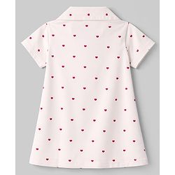 Babyhug Cotton Knit Half Sleeves Co-Ord Top & Shorts Night-Suit With Heart Print - Peach