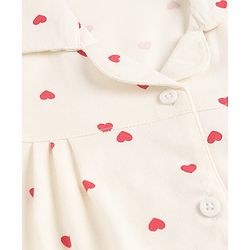 Babyhug Cotton Knit Half Sleeves Co-Ord Top & Shorts Night-Suit With Heart Print - Peach