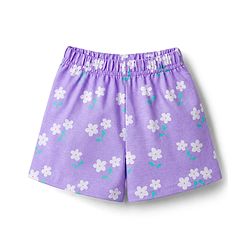 Babyhug Cotton Knit Front Open Half Sleeves Shorts & Top Night Suit Floral Print - Lavender
