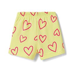 Babyhug Cotton Knit Half Sleeves Hearts Printed Co-Ords Top & Shorts Night Suit - Lime Green
