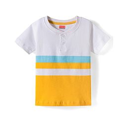Babyhug Single Jersey Knit Half Sleeves Striped T-Shirt & Shorts Set - Multicolor