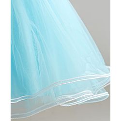 Babyhug Mesh Woven Sleeveless Floral Embroidered Fit & Flare Party Frock With Lace Detailing - Aqua Blue