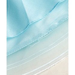 Babyhug Mesh Woven Sleeveless Floral Embroidered Fit & Flare Party Frock With Lace Detailing - Aqua Blue