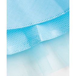 Babyhug Mesh Woven Sleeveless Fit & Flared Shimmered Party Dress with Floral Corsage & Sequin Detailing - Light Blue